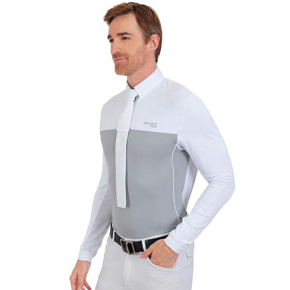 Polo Blanco Gris Para Concurso Con UPF 50+