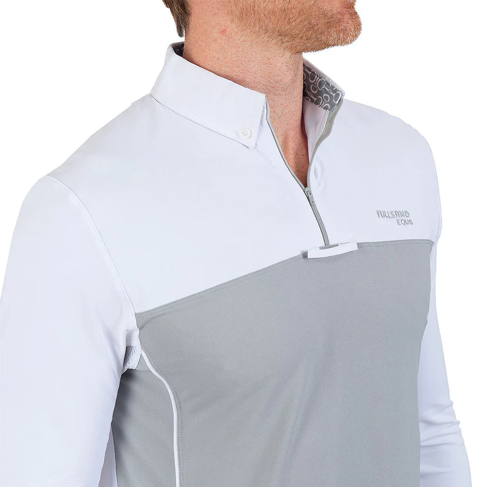 Polo Blanco Gris Para Concurso Con UPF 50+